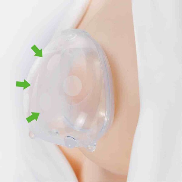 Recolector de leche materna LadyBug de Haakaa. Fabricado en una sola pieza de silicona de grado médico, suave y muy flexible.